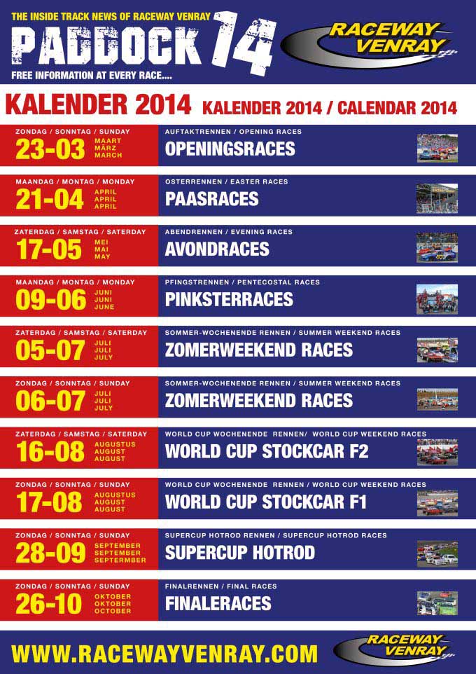 Kalender 2014 RaceWay Venray